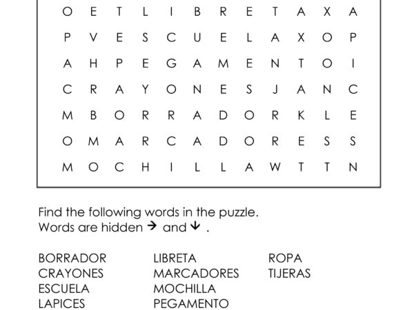 Back To School Crossword