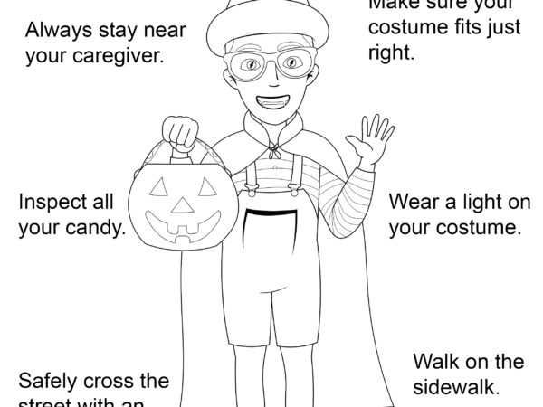 Trick or Treat Safety Coloring Sheet